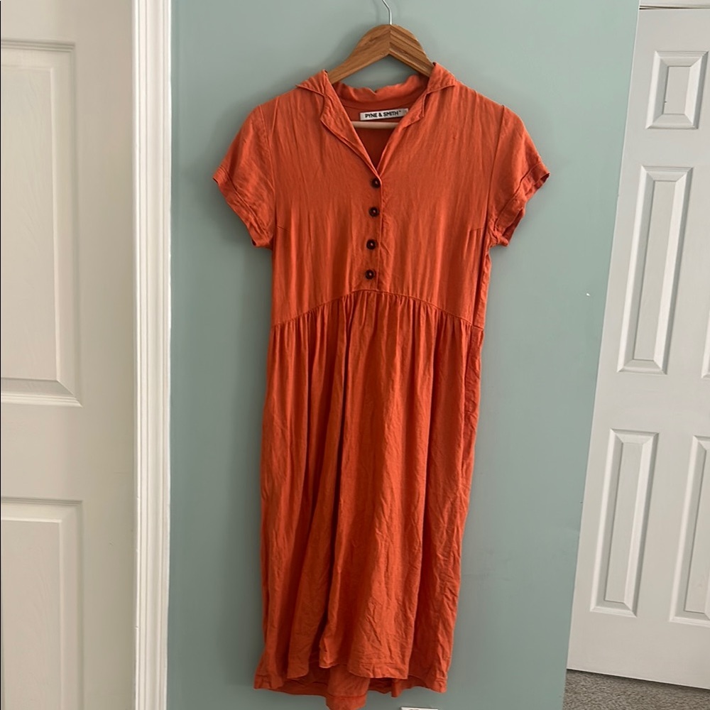PYNE & SMITH No. 30 Collared Dress in Persimmon Size XS